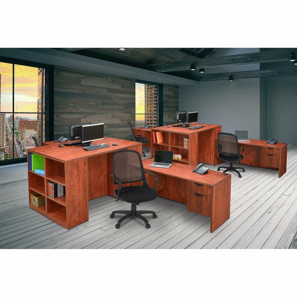 Legacy Pedestal Desk, 30" D, 66" W, 29" H, Cherry, Melamine Laminate LDP6630CH